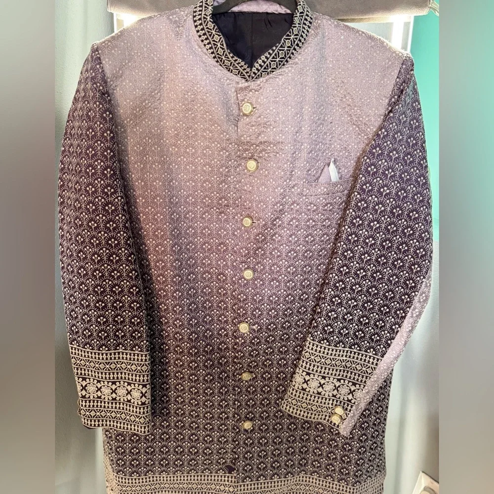 Purple Ombré Sherwani - Picture 1 of 4